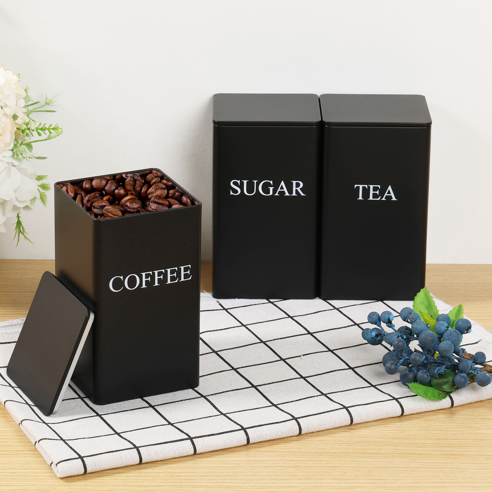 Coffee Tea Sugar Canisters - 3Pcs Kaffee Bean Lagerung Kanister Tee