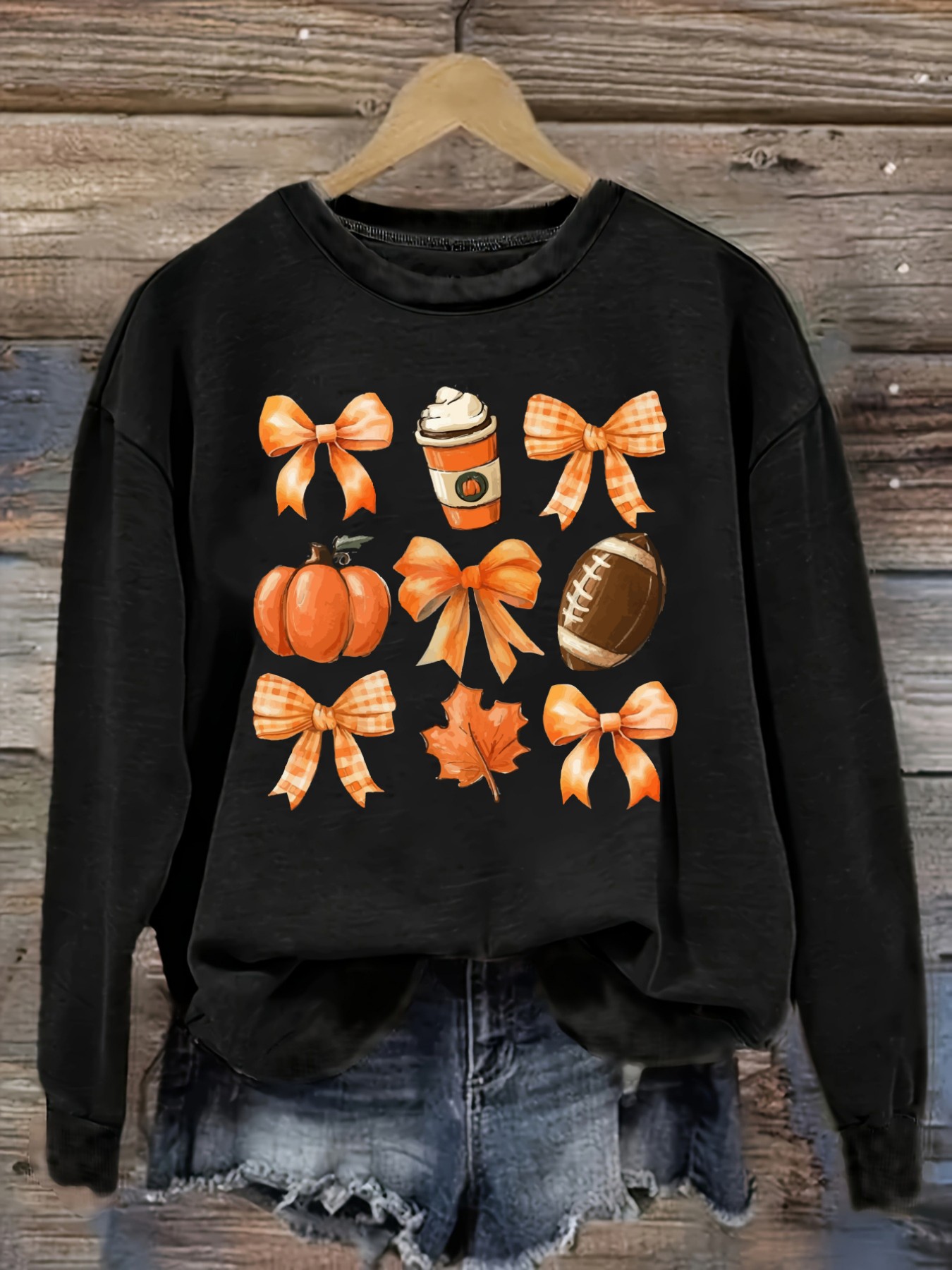 Coffee&Tea House Menu - Damen-Freizeit-T-Shirt mit langen Ärmeln und Rundhalsausschnitt,