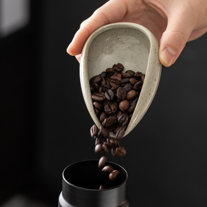 Coffee Tea Mugs - Keramik-Kaffeebohnen-Dosierbecher, Kaffeebohnen-Spender, für Kaffeeliebhaber, Espresso-Bohnen-Zubehör, Geschenk