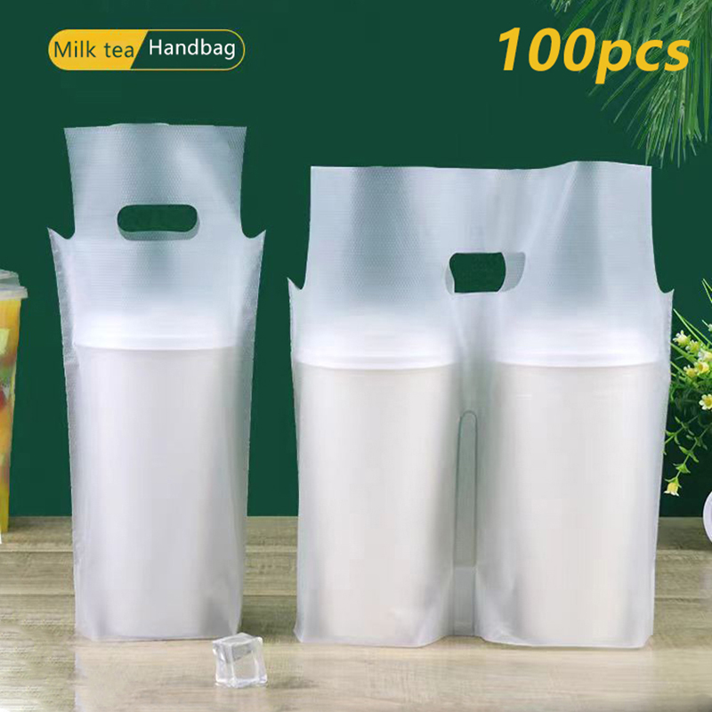 Coffee Tea Mugs - 100 Stück Einweg-Milchtee-Verpackungsbeutel, mattiert, transparent, für
