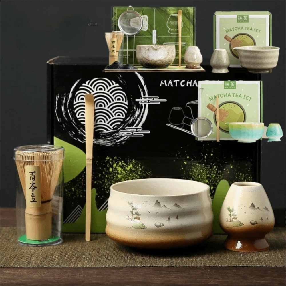 Matcha Whisk Set - Tee-Sticks Japanisches Matcha-Tee-Set Matcha-Schale Matcha-Löffel Matcha-Bürste