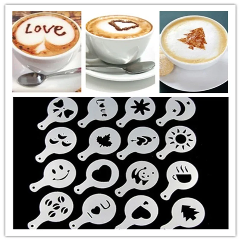 Coffee Stencil Art - 16 Teile/satz Kaffee Form Latte Cappuccino