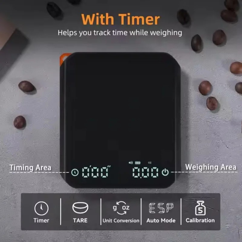Coffee Tea Drinks - KitchenMini Kaffeewaage mit Timer, 2 kg/0,1