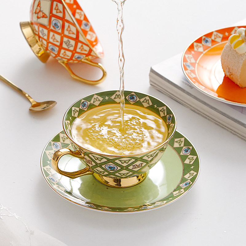 Espresso Cup Saucer - Bone China Teetasse Untertasse Löffel Set