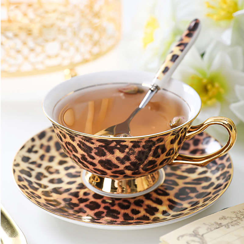 Espresso Cup Saucer - 230ML High-end-Leopard Knochen Porzellan Kaffee Tasse