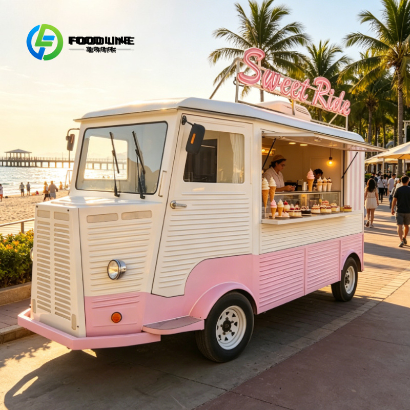 Maßgefertigter Rosa Fahrbarer  – Coffee Tea Van Bewertung und Preis