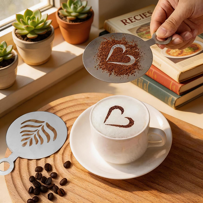 4-teiliges Edelstahl-Kaffeesch – Coffee Stencil Art Bewertung und Preis
