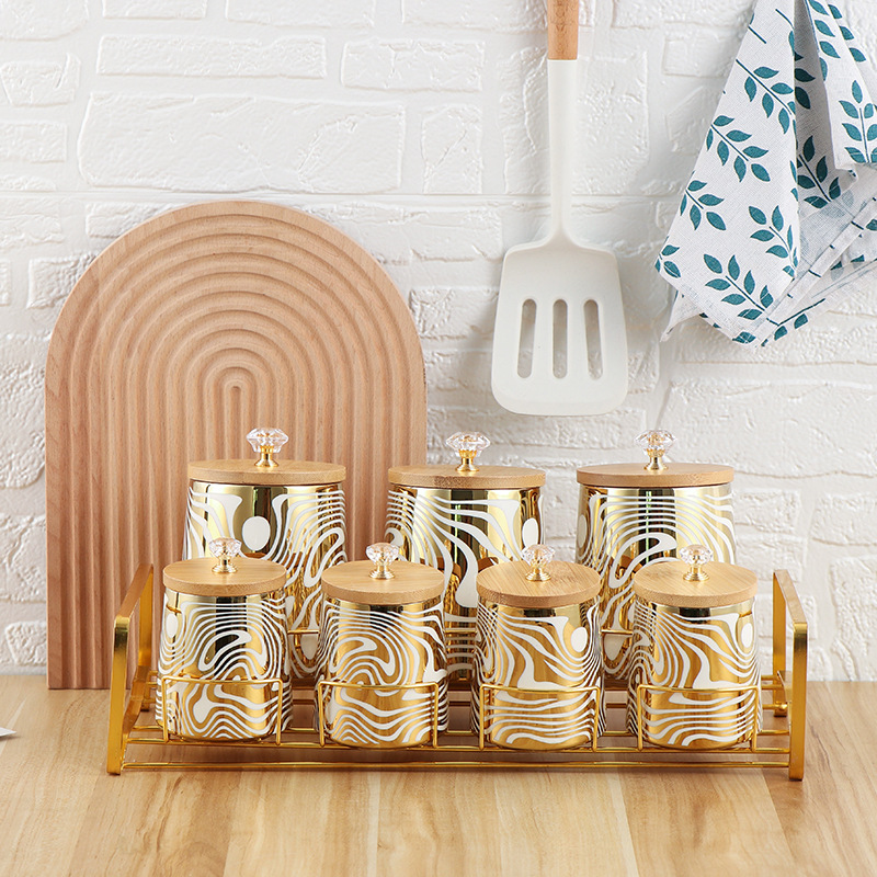 Set mit 7 farbig glasierten Ke – Coffee Tea Sugar Canisters Bewertung und Preis
